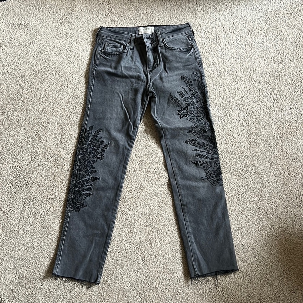 We the Free black embroidered jeans